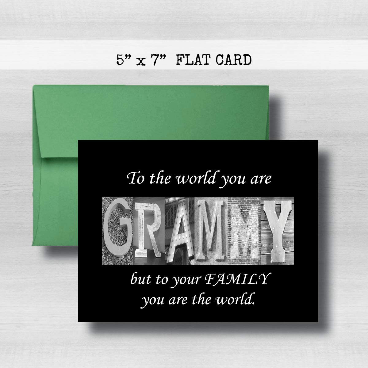 Grammy Card, 5" x 7" FLAT CARD Mother's Day Cards, To the world you are GRAMMY but to your family you are the world, Godmother