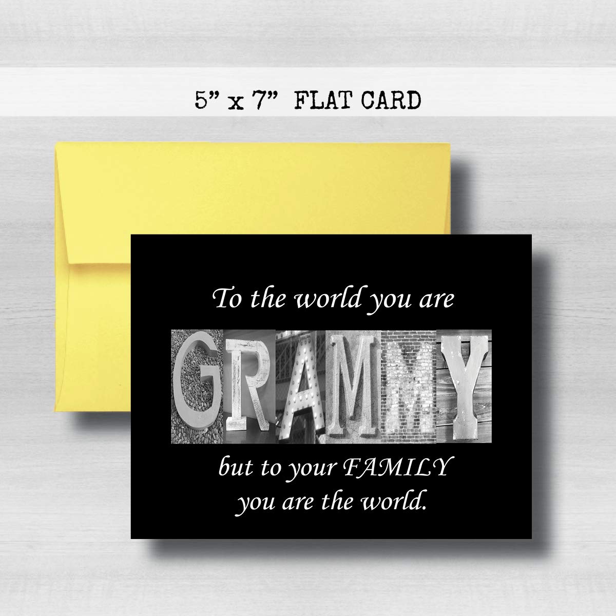 Grammy Card, 5" x 7" FLAT CARD Mother's Day Cards, To the world you are GRAMMY but to your family you are the world, Godmother