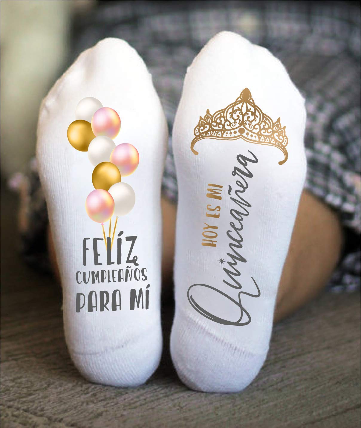 Funky Fun Socks With Sayings: Birthday Novelty Gifts, Handcrafted Unique Birthday Present, Stylish, Comfortable & Durable, Custom Designs Available, Quinceañera Collection, Happy Birthday Socks