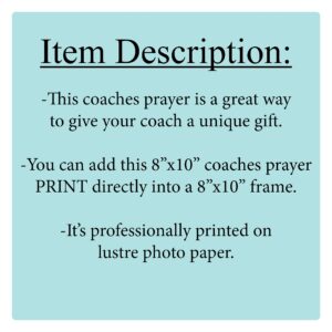 Cheerleading Coaches Prayer, Cheer Coach, Religious Gift, 8x10 print PRINTED on PHOTO paper