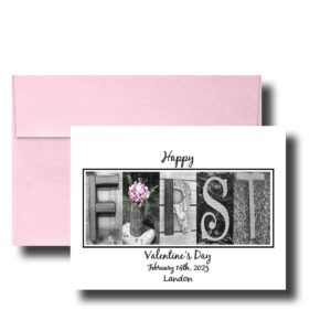 first valentines day card, flat card, personalized, couples gift, husband wife girlfriend boyfrind