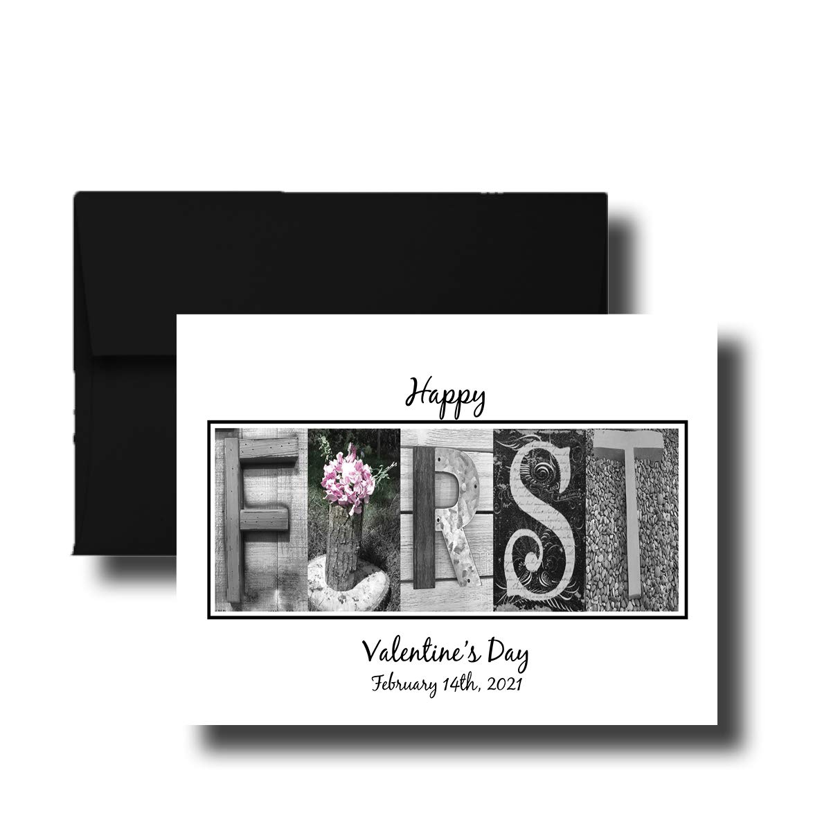 First Valentines Day Card, FLAT CARD, Personalized, Couples Gift, Husband Wife Girlfriend Boyfrind