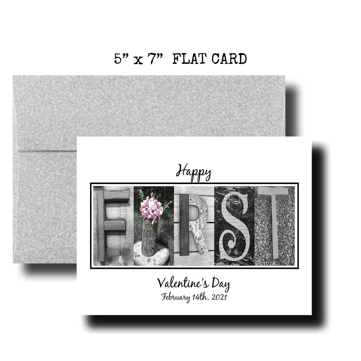 First Valentines Day Card, FLAT CARD, Personalized, Couples Gift, Husband Wife Girlfriend Boyfrind