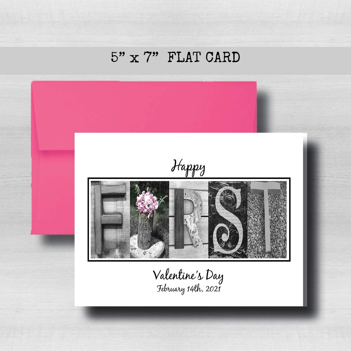 First Valentines Day Card, FLAT CARD, Personalized, Couples Gift, Husband Wife Girlfriend Boyfrind