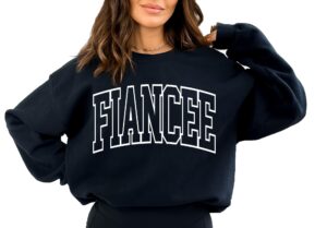 up2ournecksinfabric - engagement gift - fiance sweatshirt - newly engaged - black crewneck sweatshirt - fiancee