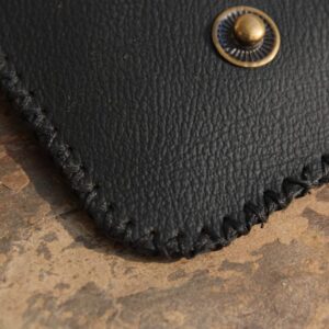 Black Hand-sewn front pocket card organizer wallet Minimalist Genuine Leather Card Case Wallet Small