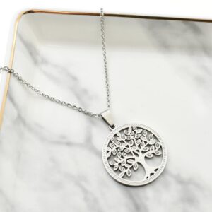 Daughter-In-Law Gift. Bridal Shower Gift From Mother-In-Law to Be. Tree of Life Pendant. Stainless Steel Jewelry. Family Tree.