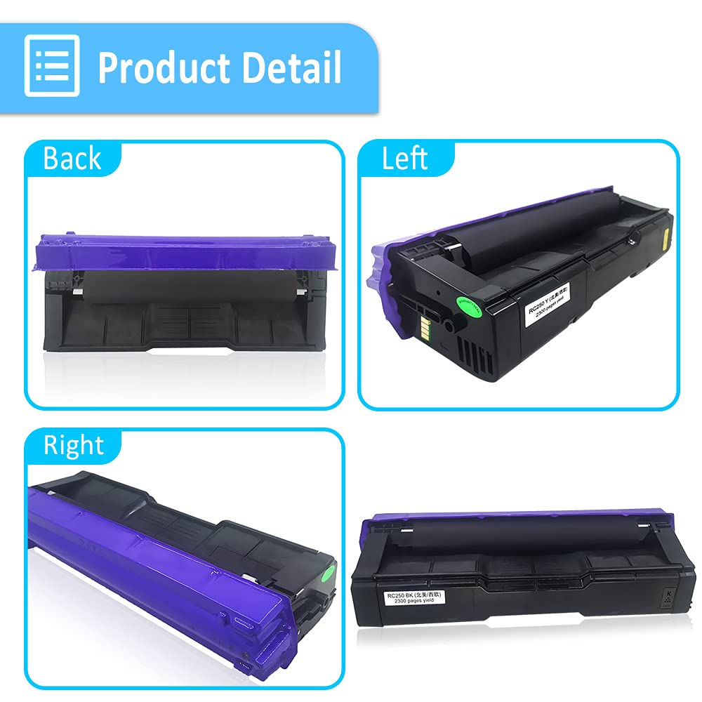 LAIPENG 4 Color Compatible Toner Cartridges SP C250 C261 High Capacity 2300 Pages for Black Cyan Magenta Yellow for RICOH Aficio SP C250DN C250SF C261SFN C261SFNw C261DNw Laser Printers