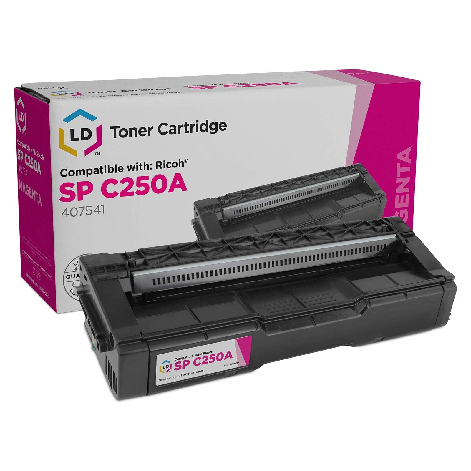 LD Products Compatible Toner Cartridge Replacement for Ricoh SP C250 407541 (Single Magenta) Compatible with The Following Ricoh SP Printer Models: C250DN, C250SF