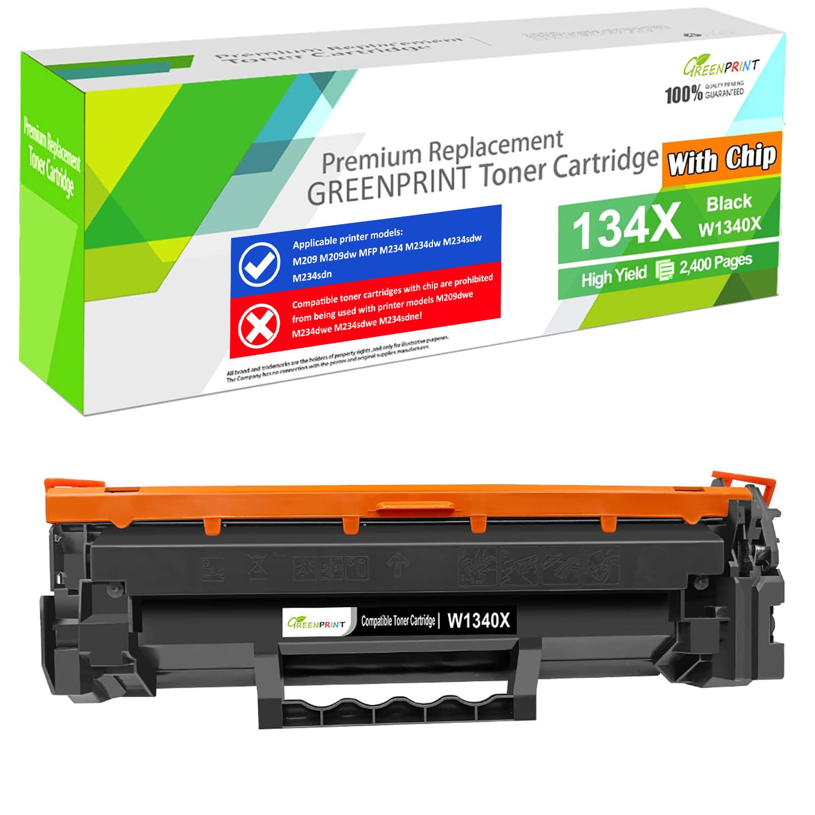 【With CHIP】Compatible Toner Cartridge 134X W1340X ( 134A W1340A ) High Yield 2400 Pages for H P M209 M209dw M234dw M234sdw M234sdn【Doesn't Work with M209dwe M234dwe M234sdwe M234sdne H P+ Printers】