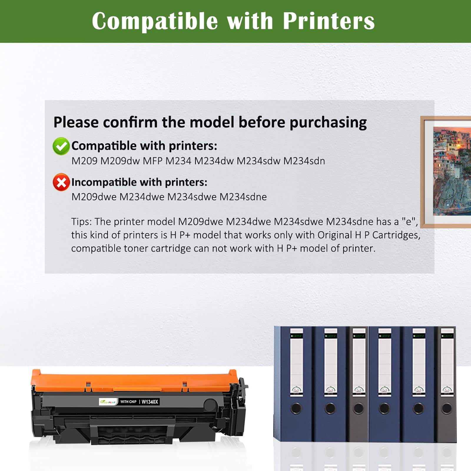 【With CHIP】Compatible Toner Cartridge 134X W1340X ( 134A W1340A ) High Yield 2400 Pages for H P M209 M209dw M234dw M234sdw M234sdn【Doesn't Work with M209dwe M234dwe M234sdwe M234sdne H P+ Printers】