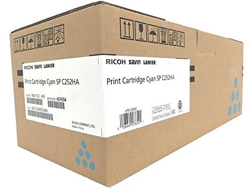 Ricoh 407654 Genuine Cyan Toner Cartridge, 6000 Page Yield Print Cartridge for SP C252