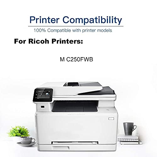 Kolasels 5-Pack (2BK+C+Y+M) Compatible High Yield M C250 (408348 408349 408351 408350) Printer Toner Cartridge use for Ricoh M C250FWB Printers