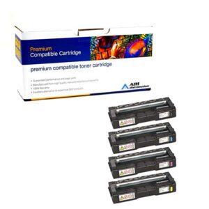 aim compatible replacement for ricoh sp-c250/261 toner cartridge combo pack (bk/c/m/y) (type c250a) (40754bcmy)