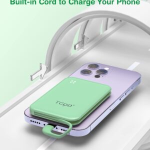 TG90° 4500mah Small Power Bank with Built-in Cable, Pocket Friendly Portable Battery Pack Charger Compatible with iPhone 14/14 Pro/13/13 Pro/12/12 Pro/11/11 Pro/X/XS/SE and More