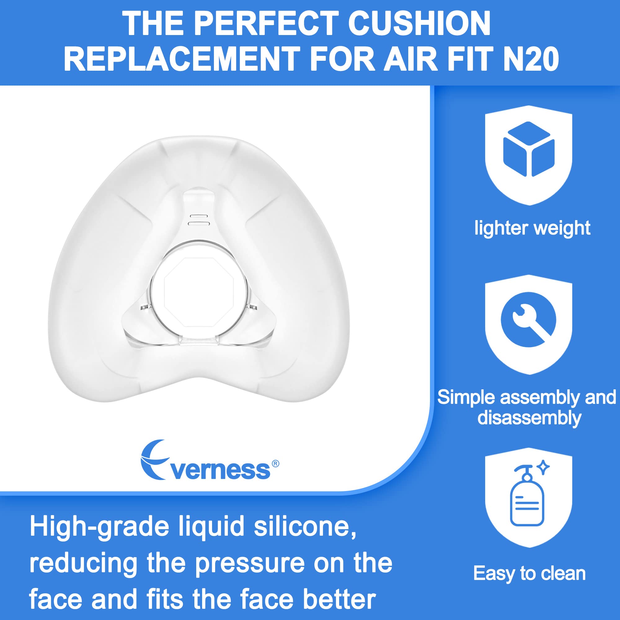 2 Packs Replacement Cushion (M) Compatible with N20, Snug Fit & Softer Wear, Compatible with Original Frame, Great-Value & Durable Replacement Supplies by Everness (M)