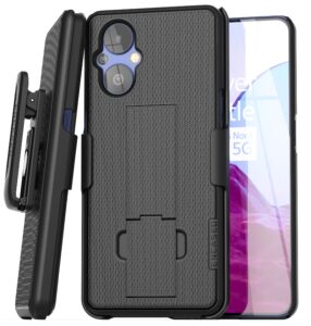 encased duraclip designed for oneplus nord n20 5g belt case - slim phone cover with kickstand and holster clip (black)