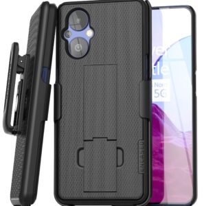 Encased DuraClip Designed for OnePlus Nord N20 5G Belt Case - Slim Phone Cover with Kickstand and Holster Clip (Black)