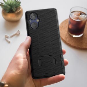 Encased DuraClip Designed for OnePlus Nord N20 5G Belt Case - Slim Phone Cover with Kickstand and Holster Clip (Black)