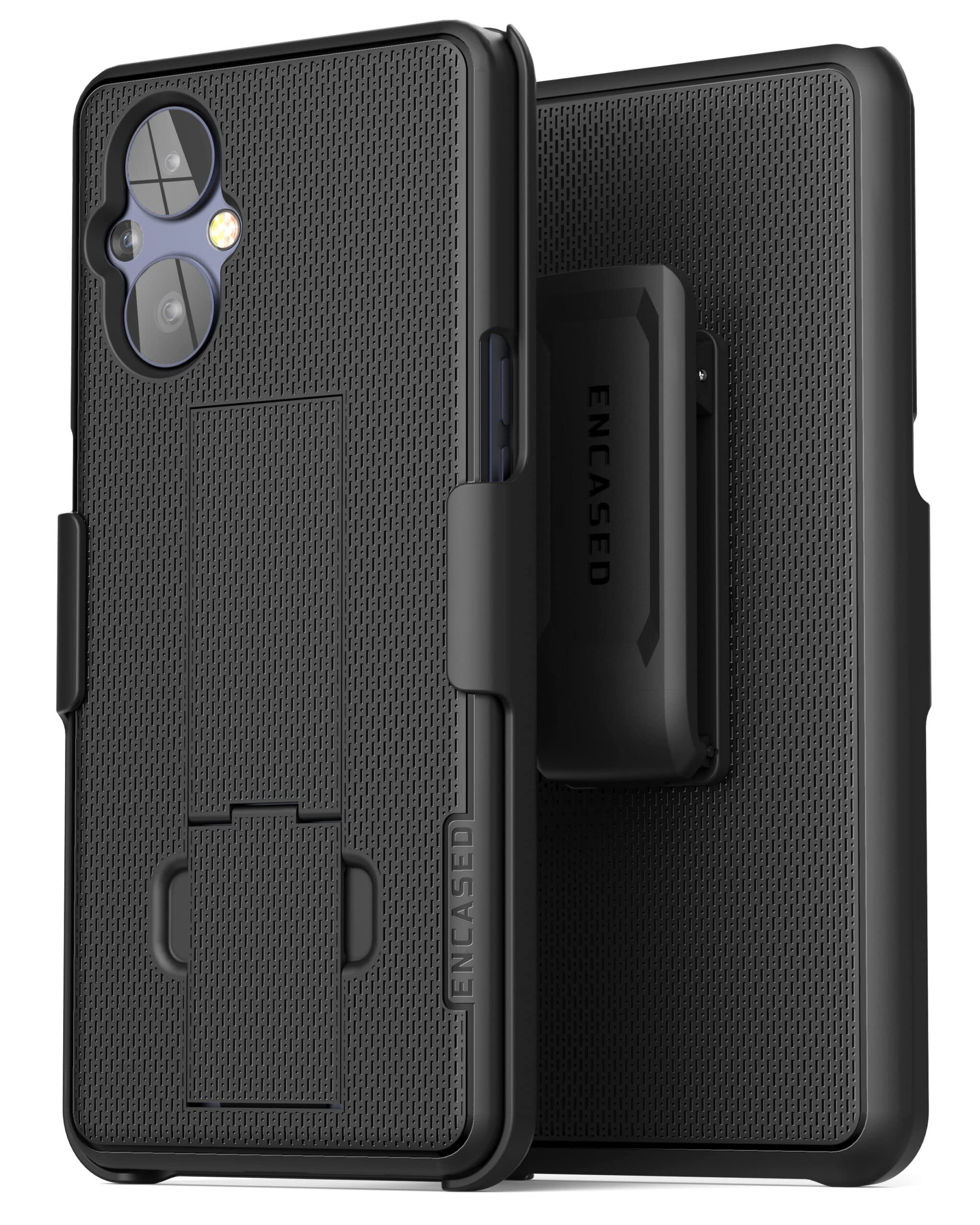 Encased DuraClip Designed for OnePlus Nord N20 5G Belt Case - Slim Phone Cover with Kickstand and Holster Clip (Black)