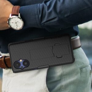 Encased DuraClip Designed for OnePlus Nord N20 5G Belt Case - Slim Phone Cover with Kickstand and Holster Clip (Black)