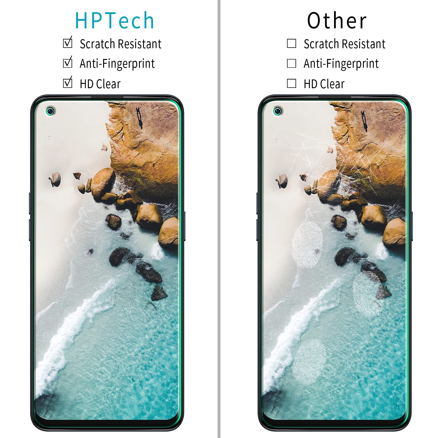 HPTech (2 Pack) Designed For OnePlus Nord N20 5G Tempered Glass Screen Protector, 9H Hardness, Anti Scratch, Bubble Free, Case Friendly