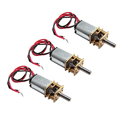 Acxico 3Pcs Mini Micro N20 Gear Motor DC 3V-6V Slow Speed Full Metal Gearbox DIY Robot Car