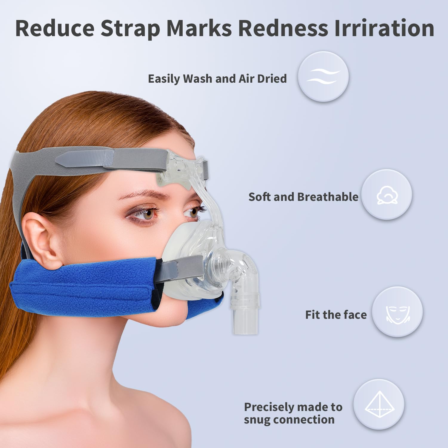 CPAP Neck Pad Headgear Strap Cover, Universal Reusable Face cpap Strap Cushion, Comfortable Soft cpap mask Strap Cover Fits for CPAP F20 N20, Most Others Headgears - No More Strap Marks