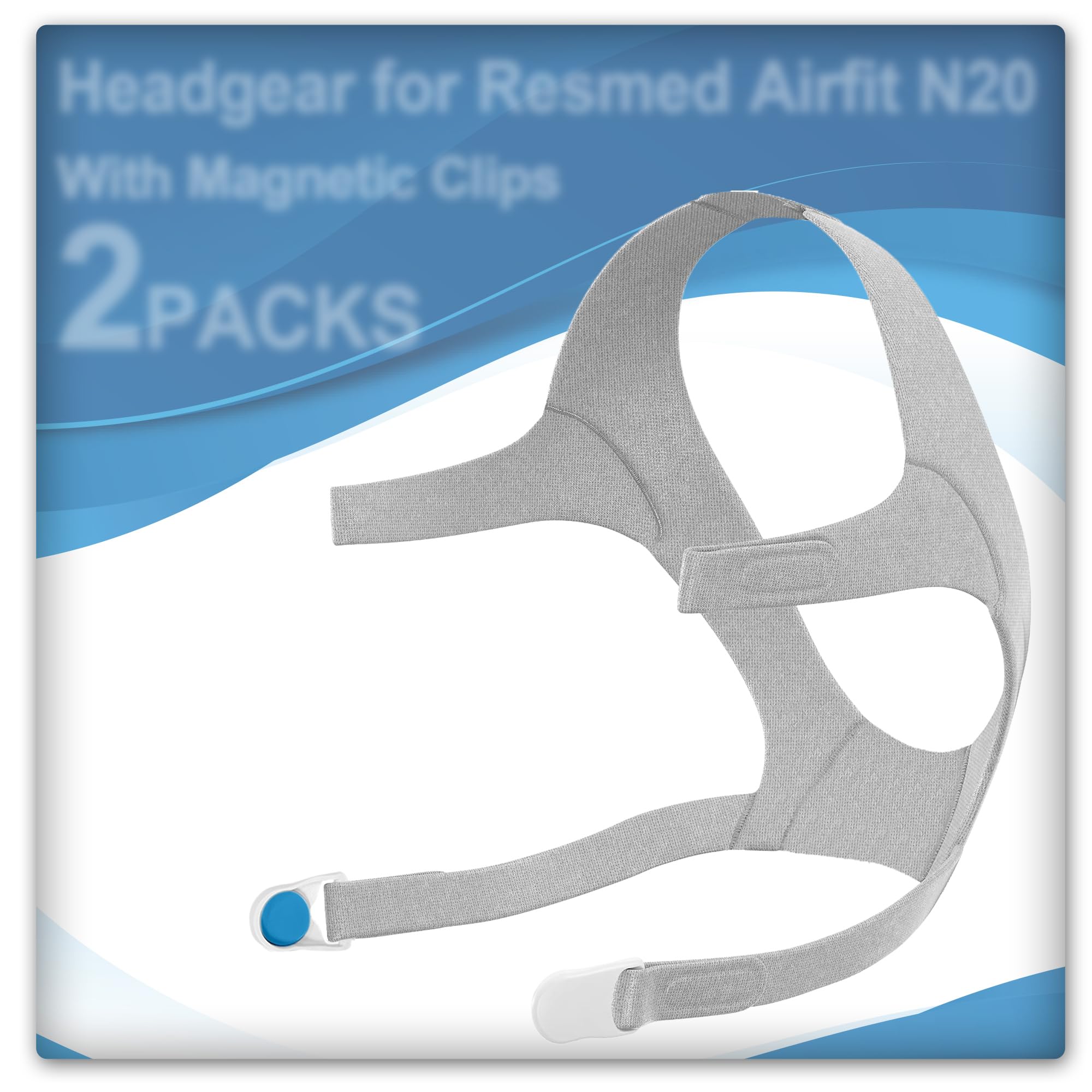 2 Packs Replacement Head Strap Compatible with Airfit N20, Head Strap with Clips for N20, Including 2PCS Straps and 4PCS Clips,Great Value Supplies by Medihealer.