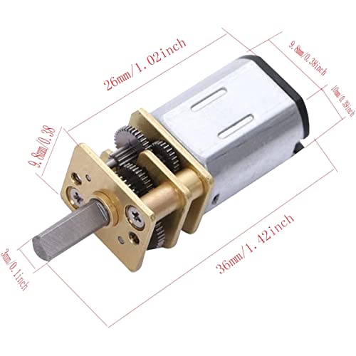 Sopepoyie N20 DC 3V Mini Metal Gear Motor Micro Speed Reduction Gear Motor 1000RPM Metal Gear Micro Motor 2PCS