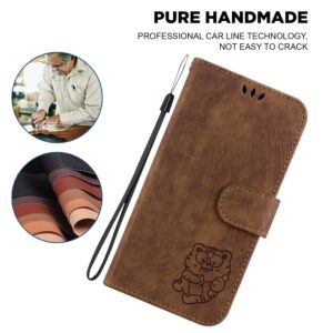 Designed for OnePlus Nord N20 5G Phone Case Wallet,PU Leather Flip Folio Cover with Credit Card Holders Little Cute Tiger Embossed Kickstand Wrist Strap Purse Case for OnePlus Nord N20 5G,Brown