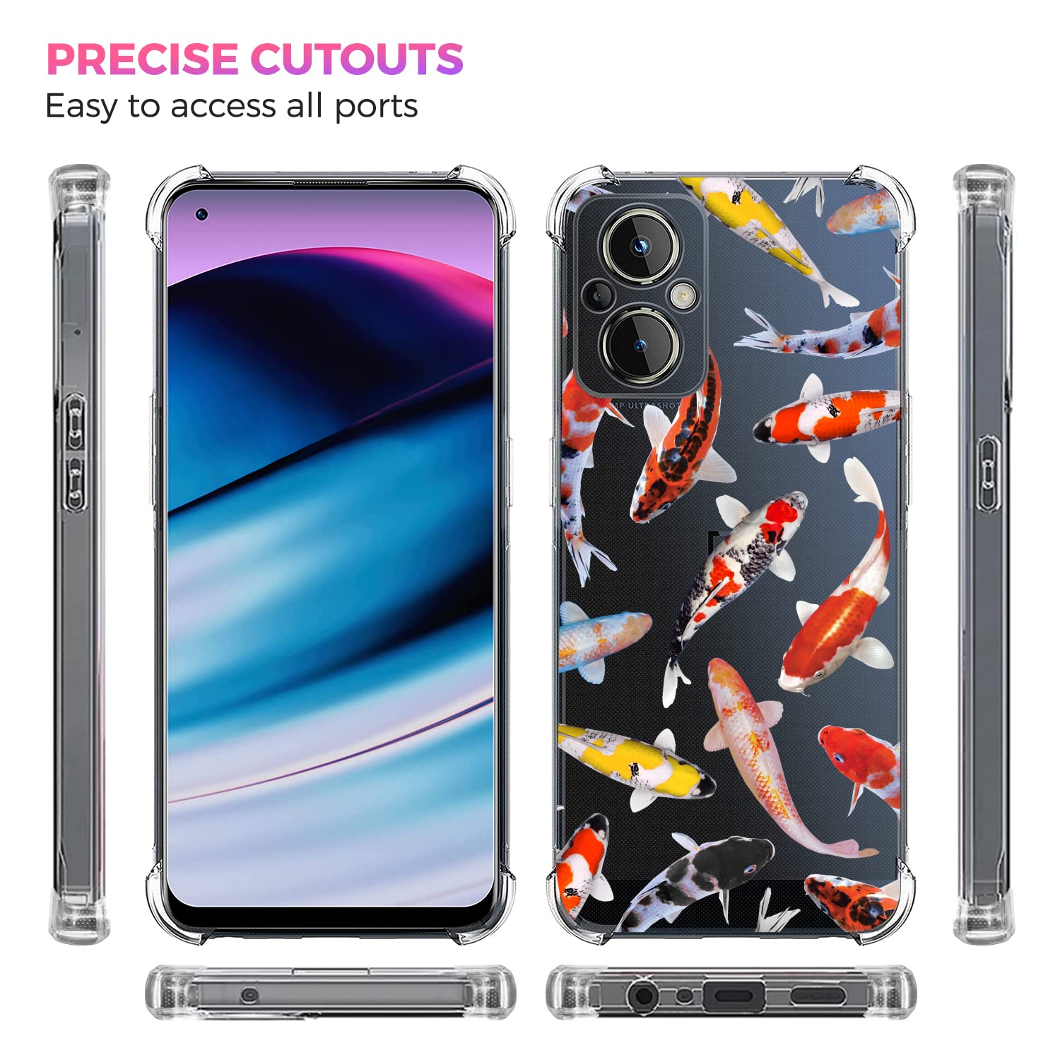 Glisten - OnePlus Nord N20 Case, OnePlus N20 5G Case - Koi Fish Pattern Design Printed Slim Fit Clear Transparent Soft TPU Shockproof Designer Back Case/Cover for OnePlus Nord N20.