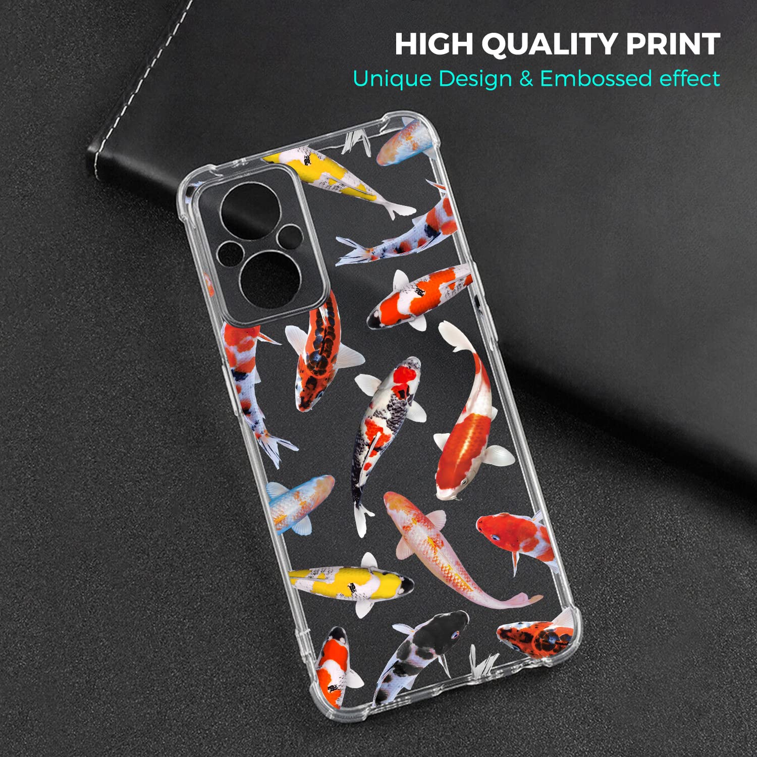 Glisten - OnePlus Nord N20 Case, OnePlus N20 5G Case - Koi Fish Pattern Design Printed Slim Fit Clear Transparent Soft TPU Shockproof Designer Back Case/Cover for OnePlus Nord N20.