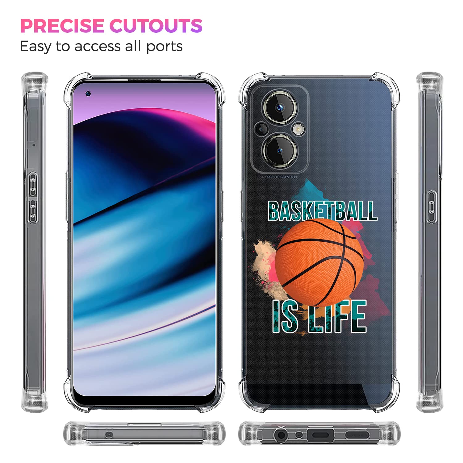 Glisten - OnePlus Nord N20 Case, OnePlus N20 5G Case - Basketball is Life Design Printed Slim Fit Clear Transparent Soft TPU Shockproof Designer Back Case/Cover for OnePlus Nord N20.