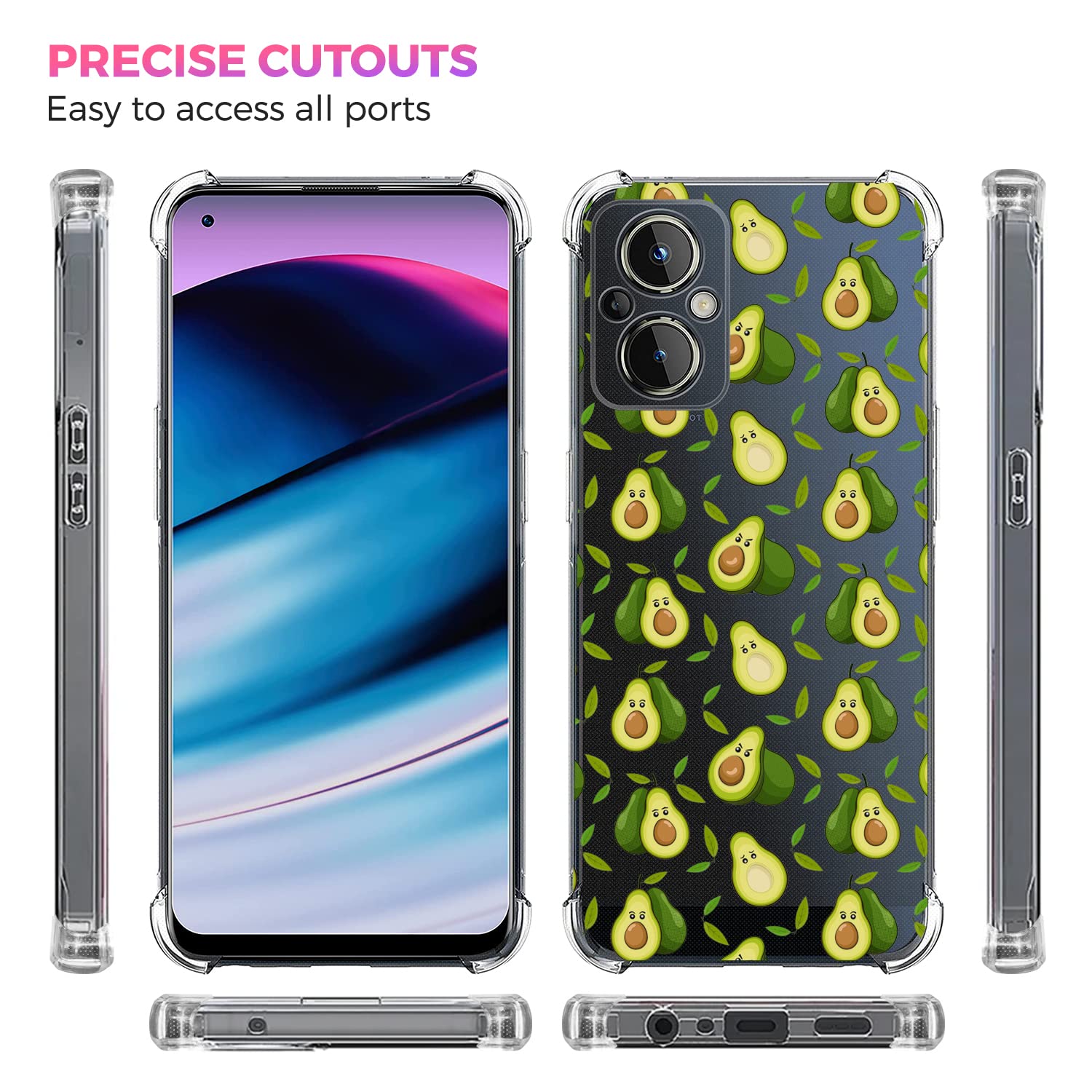 Glisten - OnePlus Nord N20 Case, OnePlus N20 5G Case - Avocado Fruit Pattern Design Printed Slim Fit Clear Transparent Soft TPU Shockproof Designer Back Case/Cover for OnePlus Nord N20.