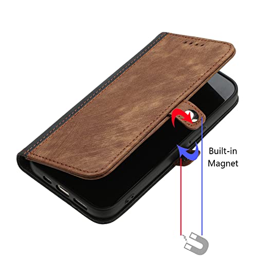 WATSKY for Oppo A57/REALME V23/A77 5G/A57E 4G/A57S 4G/A77 4G/1+Nord N20 SE 4G Contrast Flip Phone Case Brown