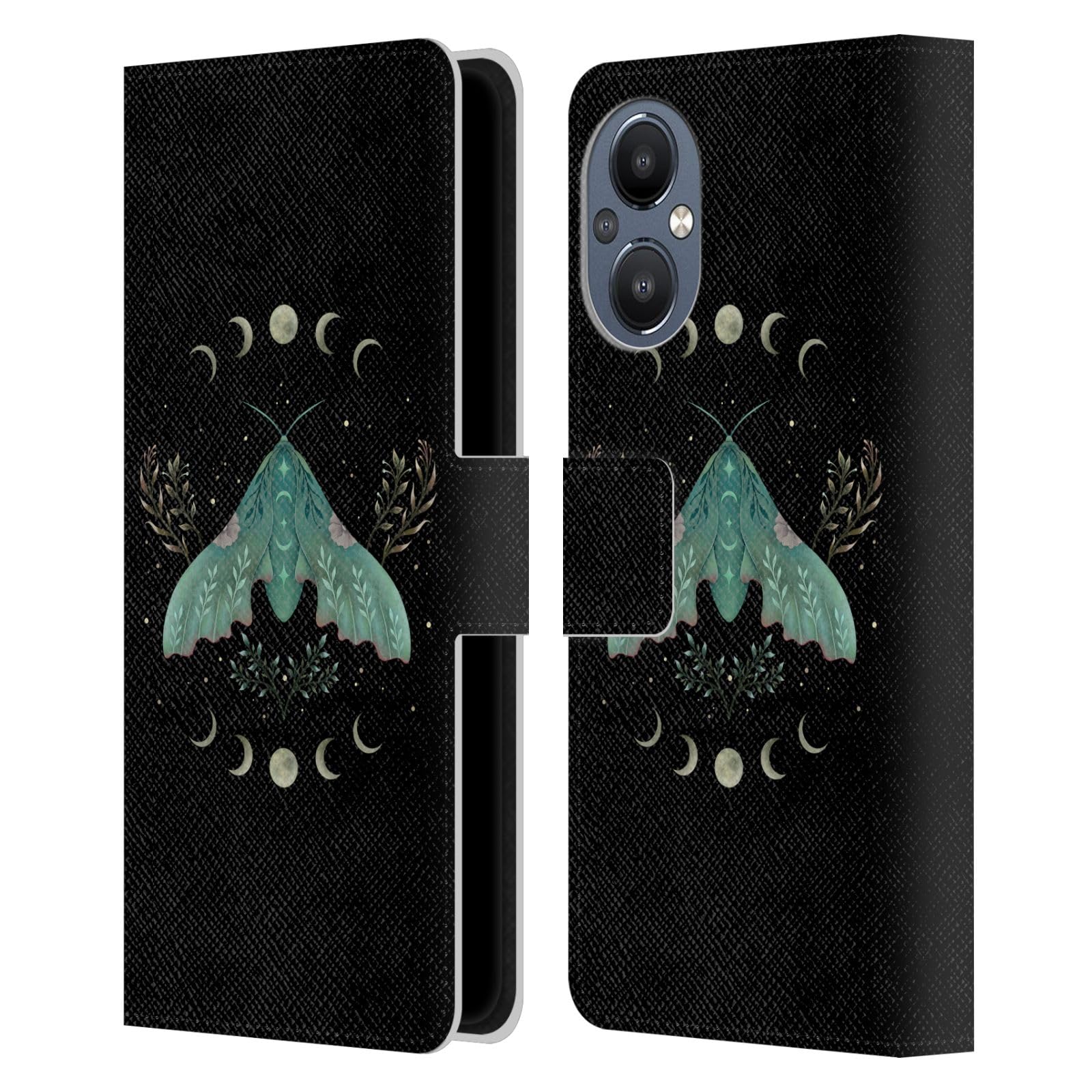 Head Case Designs Officially Licensed Episodic Drawing Luna and Moth Illustration Animals Leather Book Wallet Case Cover Compatible with OnePlus Nord N20 5G