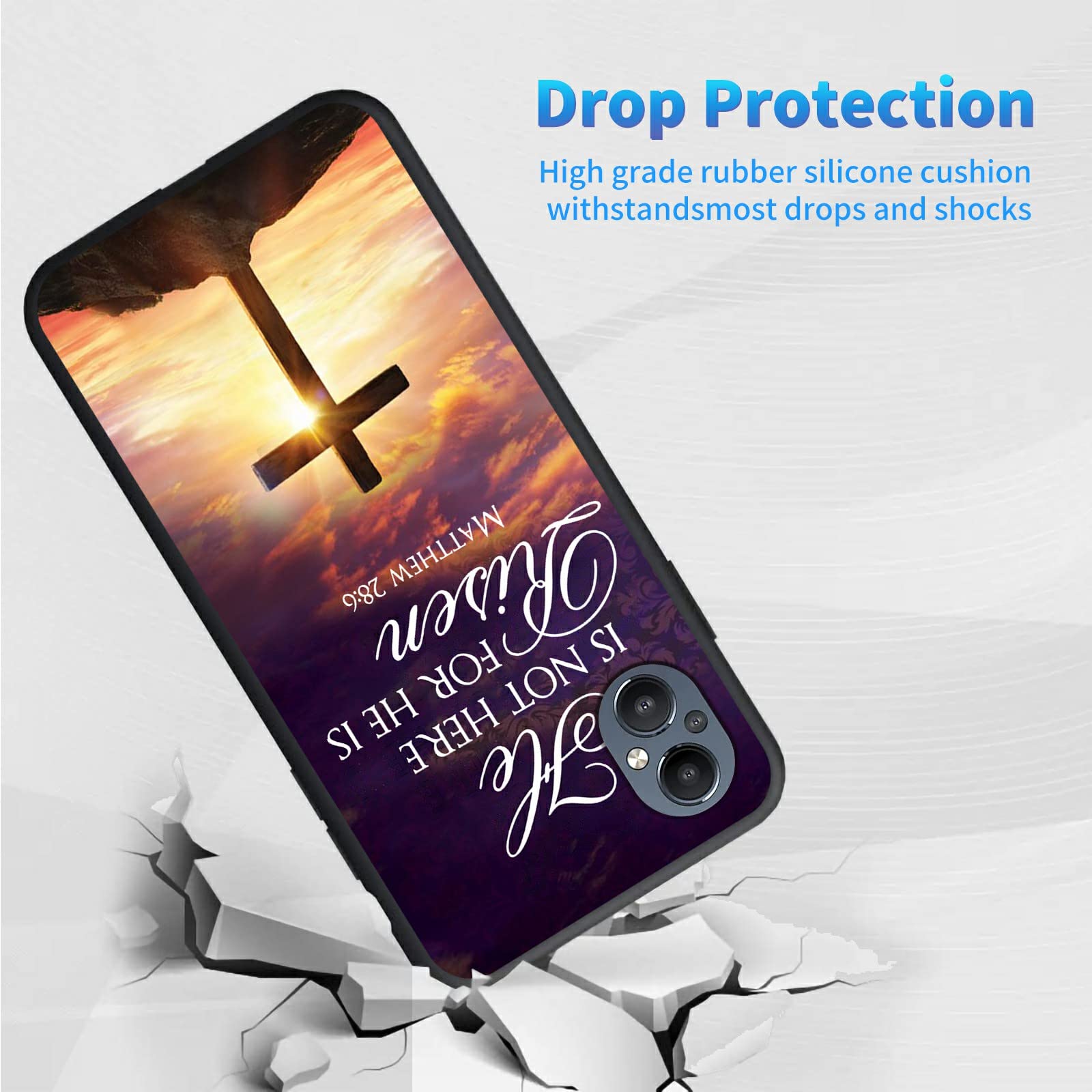 BREIDMKFM Case for OnePlus Nord N20 5G, for OnePlus Nord N20 5G Phone Case, Slim Lightweight Shockproof Soft Protective TPU Case Cover Fit for 1+ Nord N20 5G, Jesus Bible Cross Christian