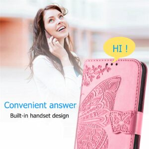 HUANGTAOLI Phone Cover for OnePlus Nord N20 5G, Butterfly Embossed PU Leather Wallet Flip Phone Cover for OnePlus Nord N20 5G