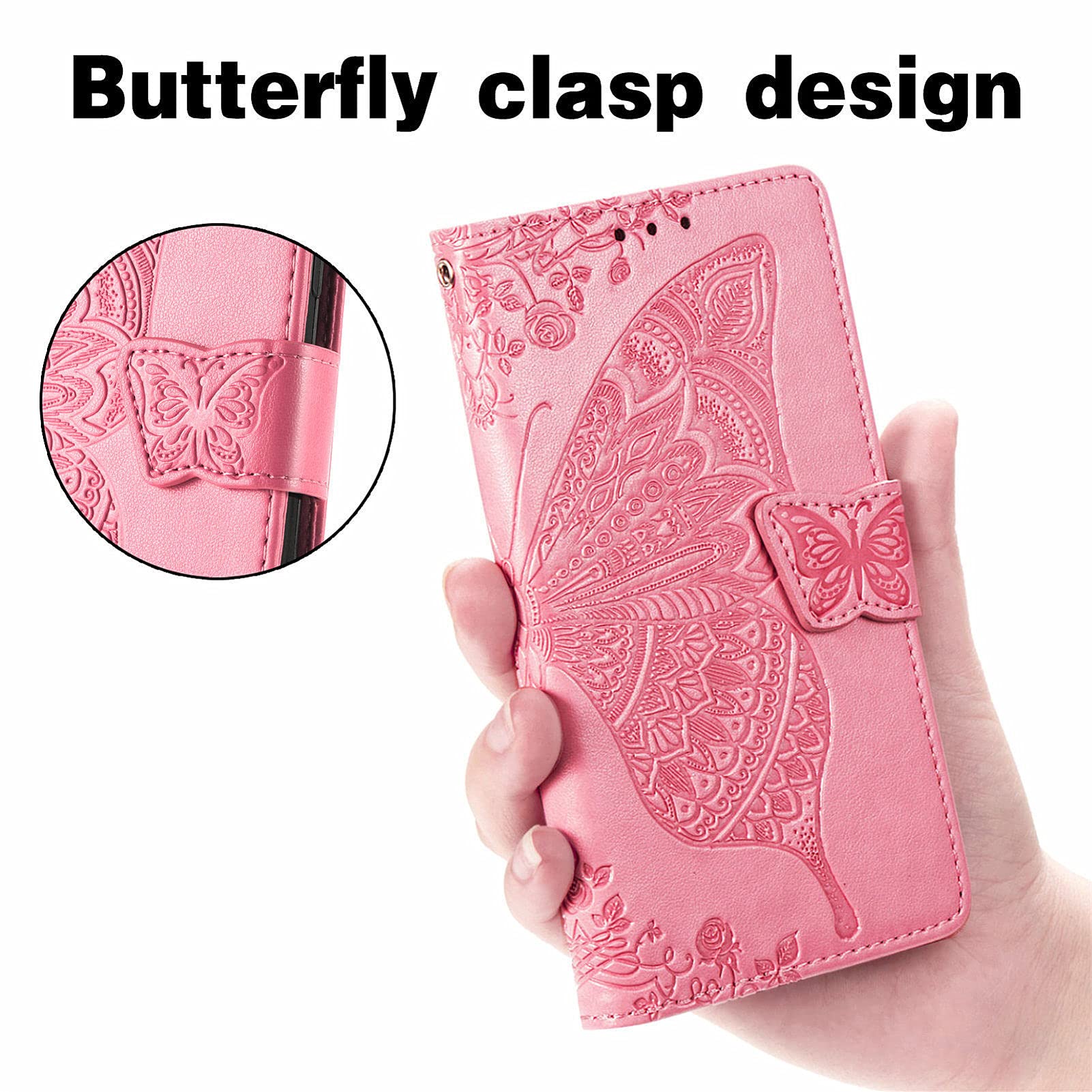 HUANGTAOLI Phone Cover for OnePlus Nord N20 5G, Butterfly Embossed PU Leather Wallet Flip Phone Cover for OnePlus Nord N20 5G