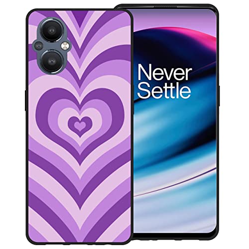 zaztify Compatible with OnePlus Nord N20 5G, Purple Heart Tunnel Center Love Swirl Cute Pattern Shockproof Protective Anti-Slip Thin Slim Soft Phone Case Cover Shell