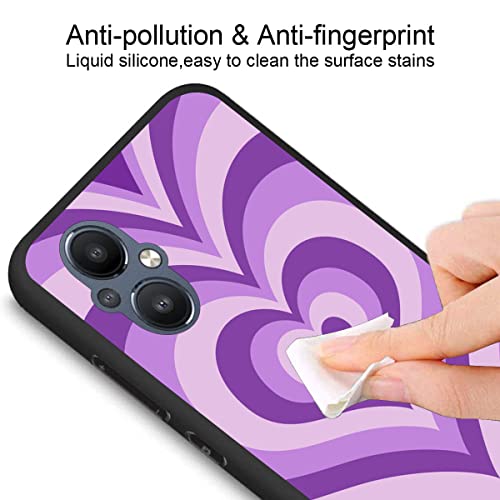 zaztify Compatible with OnePlus Nord N20 5G, Purple Heart Tunnel Center Love Swirl Cute Pattern Shockproof Protective Anti-Slip Thin Slim Soft Phone Case Cover Shell