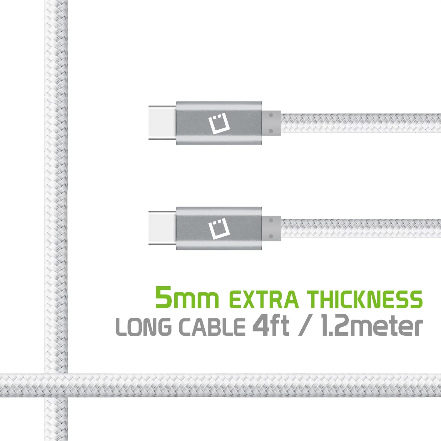 Dual USB-C/PD 60W Fast Charging Cord Compatible with OnePlus Nord N20 5G Plus 5Gbps Data Transfer for Power Delivery Hi Capacity Charging (White)