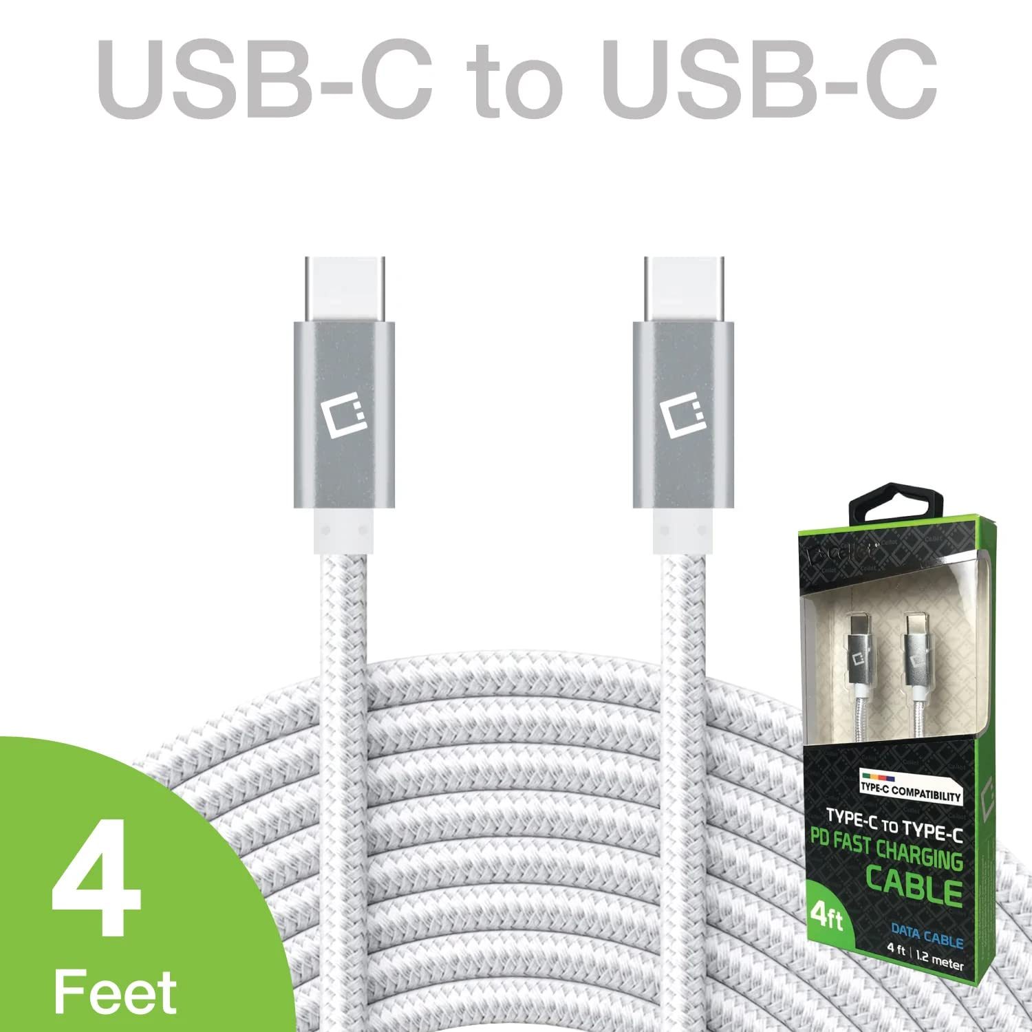 Dual USB-C/PD 60W Fast Charging Cord Compatible with OnePlus Nord N20 5G Plus 5Gbps Data Transfer for Power Delivery Hi Capacity Charging (White)