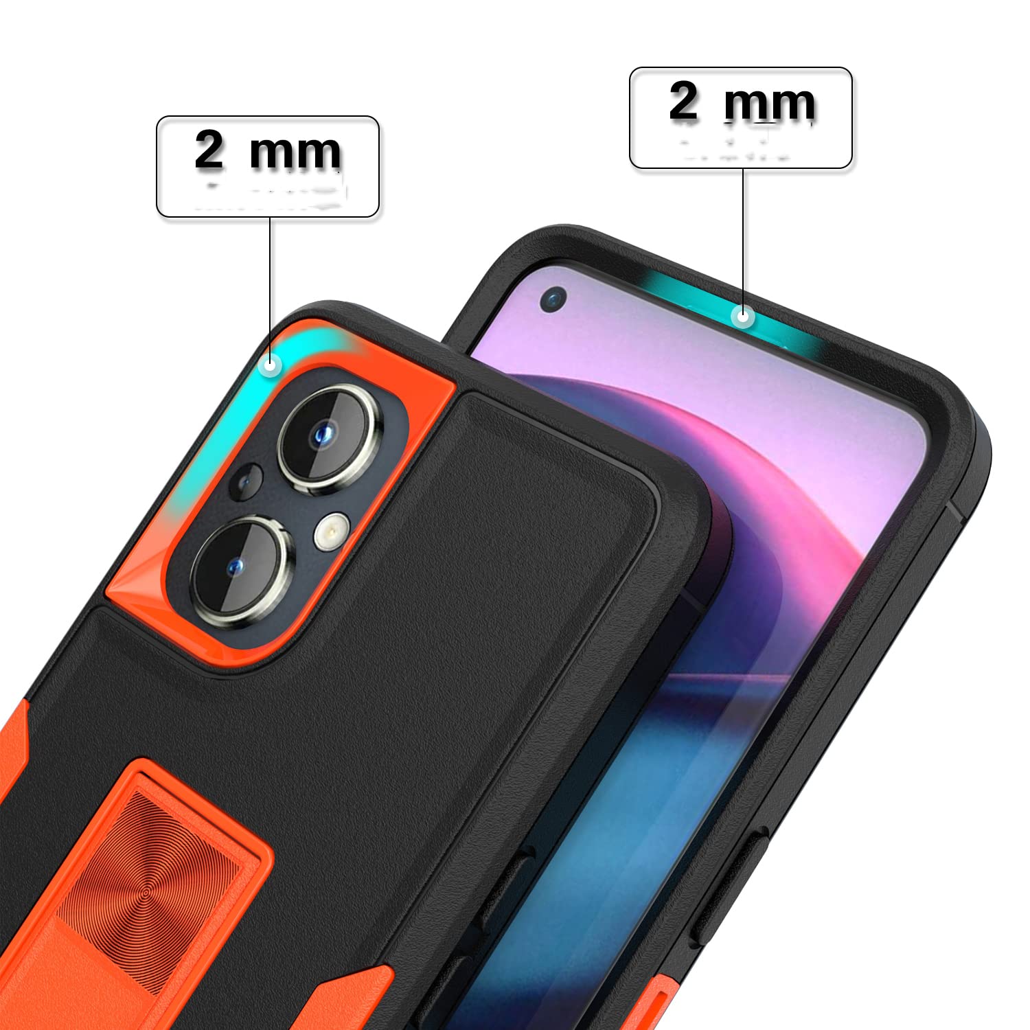 Military Grade Tough Case for OnePlus Nord N20 5G, Slim Fit Dual Layer Rugged Case Hybrid Bumper Cover Case with Built-in Kickstand for OnePlus Nord N20 5G