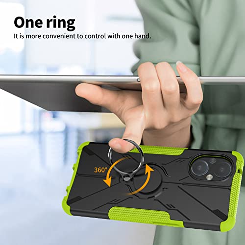 Military Case for OnePlus Nord N20 Tough Rugged Dual Layer Case Hybrid Cover with 360°Ring Holder Kickstand for OnePlus Nord N20