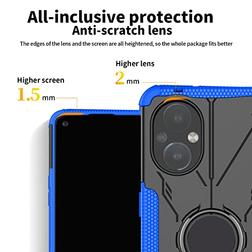 Military Case for OnePlus Nord N20 Tough Rugged Dual Layer Case Hybrid Cover with 360°Ring Holder Kickstand for OnePlus Nord N20