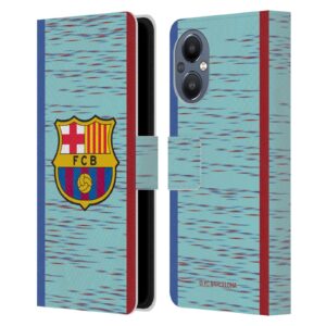 head case designs officially licensed fc barcelona third 2023/24 crest kit leather book wallet case cover compatible with oneplus nord n20 5g