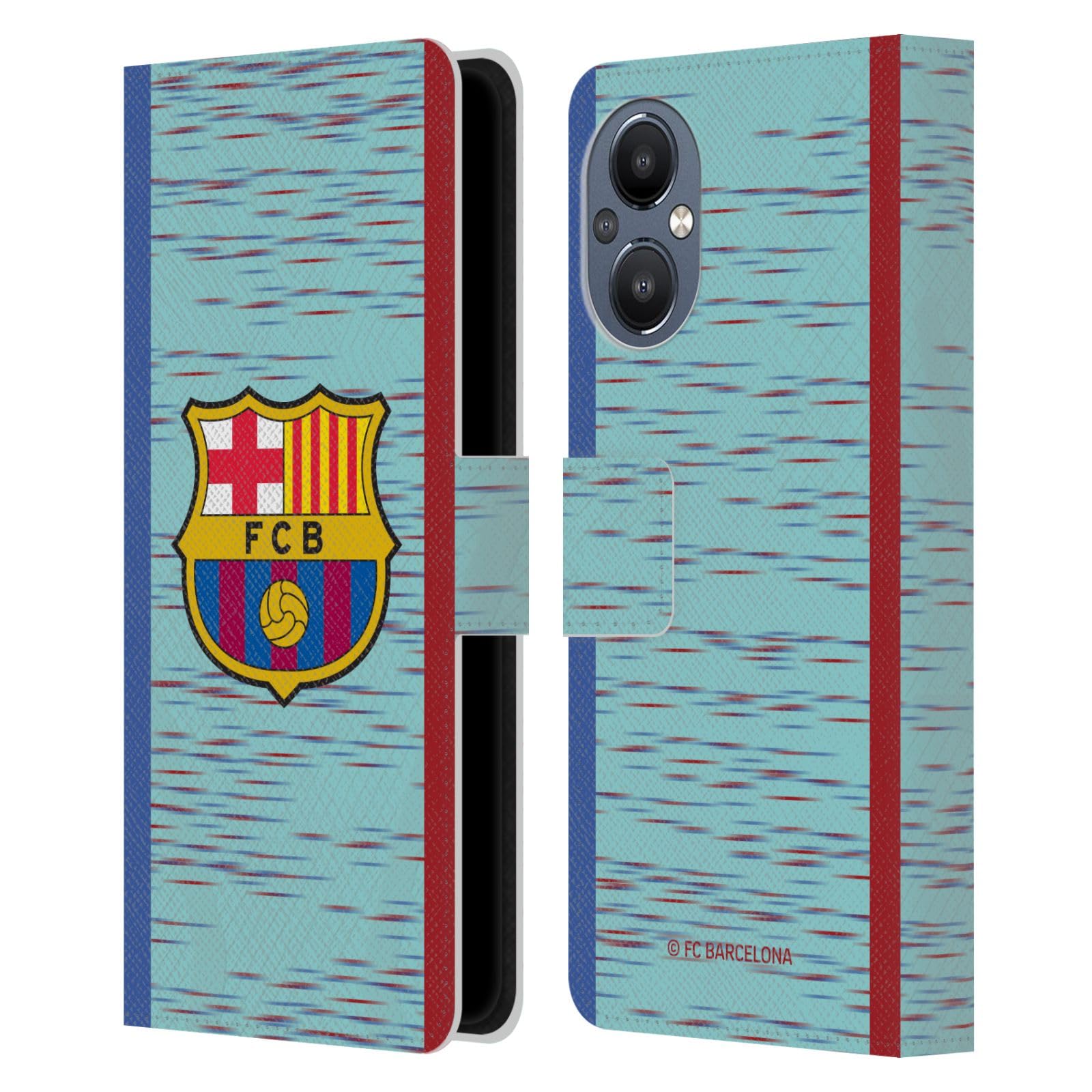 Head Case Designs Officially Licensed FC Barcelona Third 2023/24 Crest Kit Leather Book Wallet Case Cover Compatible with OnePlus Nord N20 5G