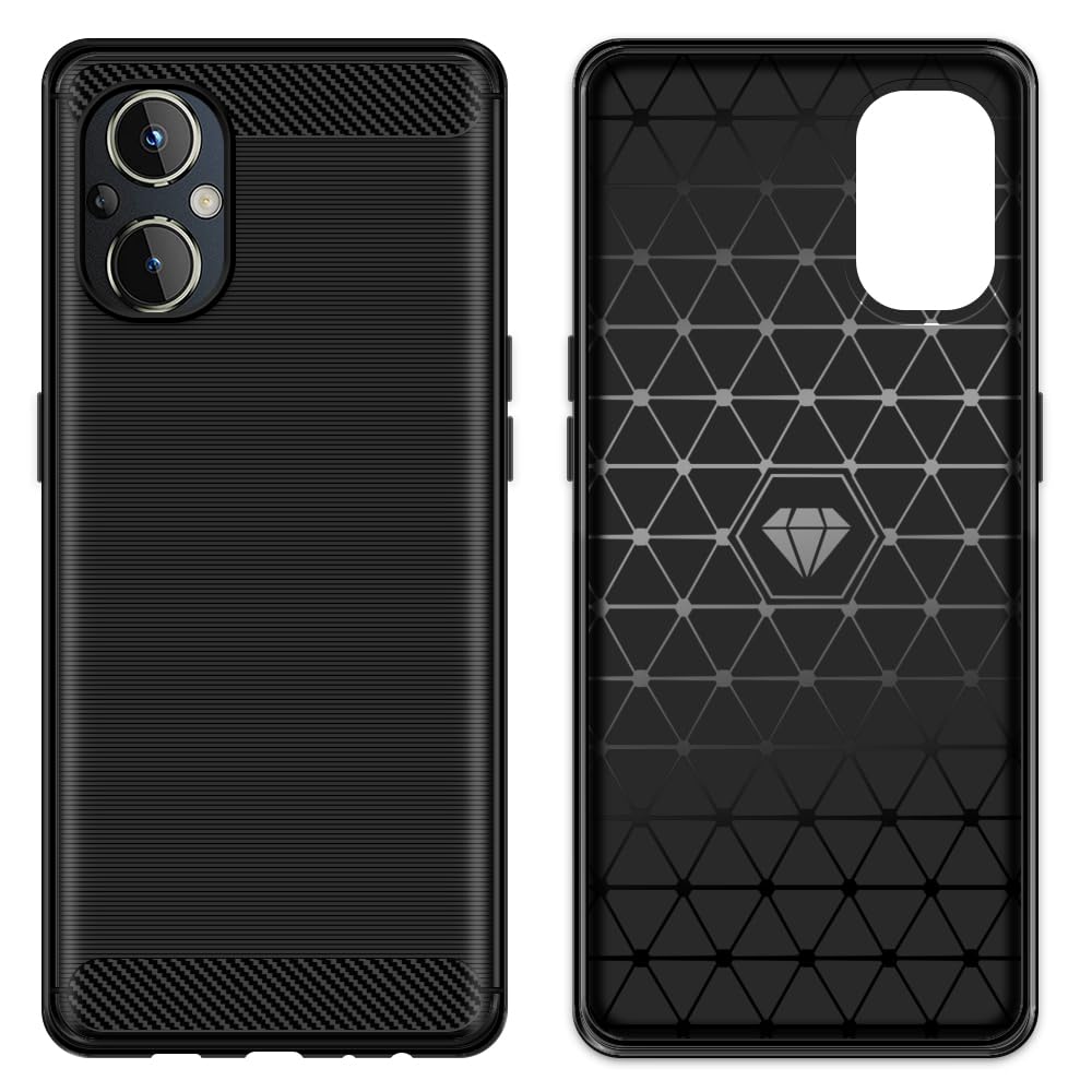 Full Impact Protective Shock Absorbing Scratch Resistant Shell Carbon Fiber Soft TPU Texture Armor Case Cover Compatible with OnePlus Nord N20 5G